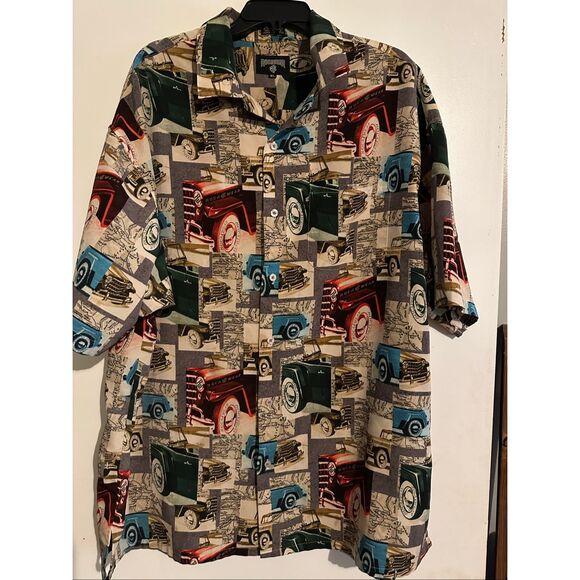 VTG Rocawear Y2K Cars Graphic Button-Up short sleeve Shirt Mens Size XL - Picture 1 of 5